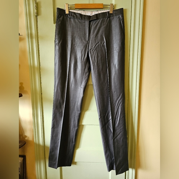 Virgin wool grey silver tailored dress pant trousers - Picture 2 of 11